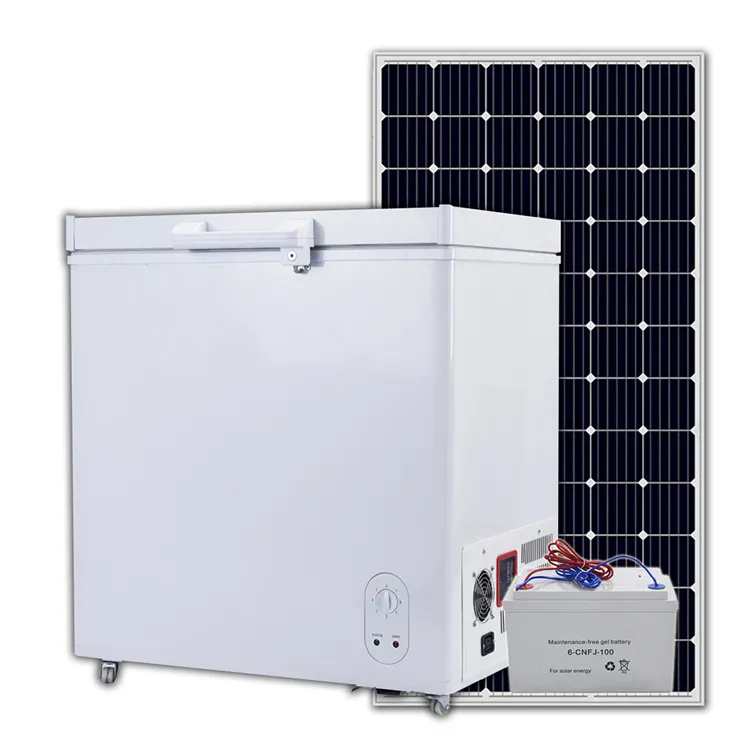 Congelatori orizzontali a energia solare 158L12V DC Porta singola Qualità meccanica Compressore di raffreddamento Gelato 600A/134A Refrigerante Congelatore